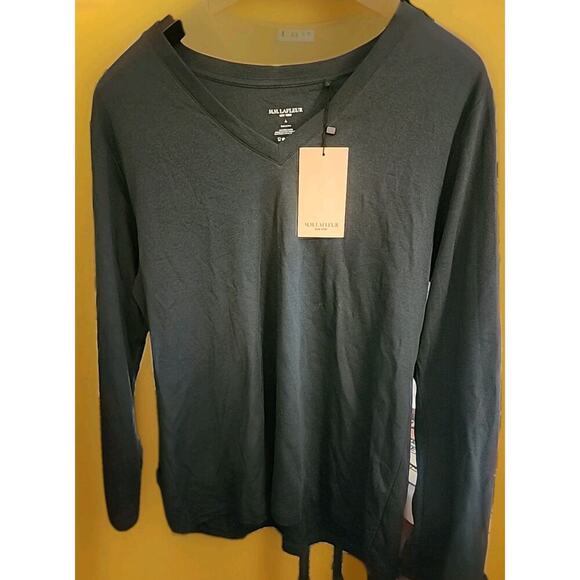 M.M. Lafleur Deep Sea The Asher Long Sleeve V-Neck T-Shirt Size Large A28 Nice - Picture 1 of 4
